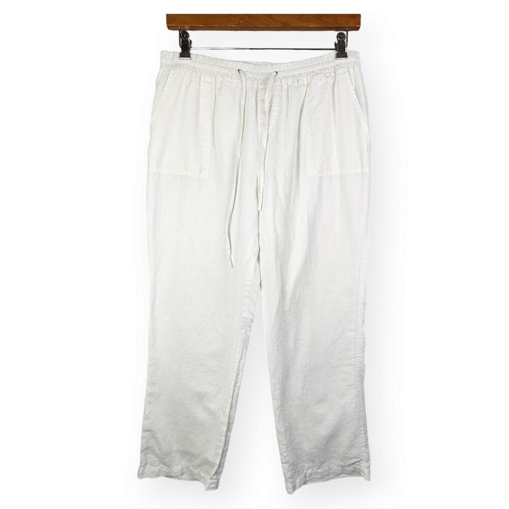 Neiman Marcus XL Extra Large Wide Leg 100% Linen Shell Cotton Lining Pant Beach